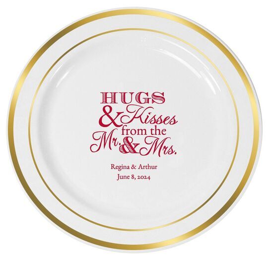 Hugs and Kisses Premium Banded Plastic Plates